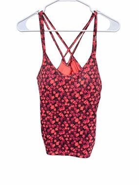 Isabella Red-Orange & Black Geometric Active Tank